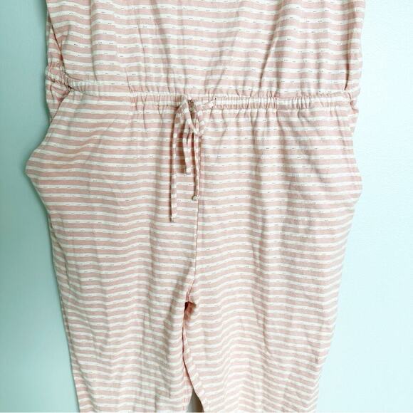 Loft Pink Striped Bow Strap Pajama Romper - Picture 7 of 7